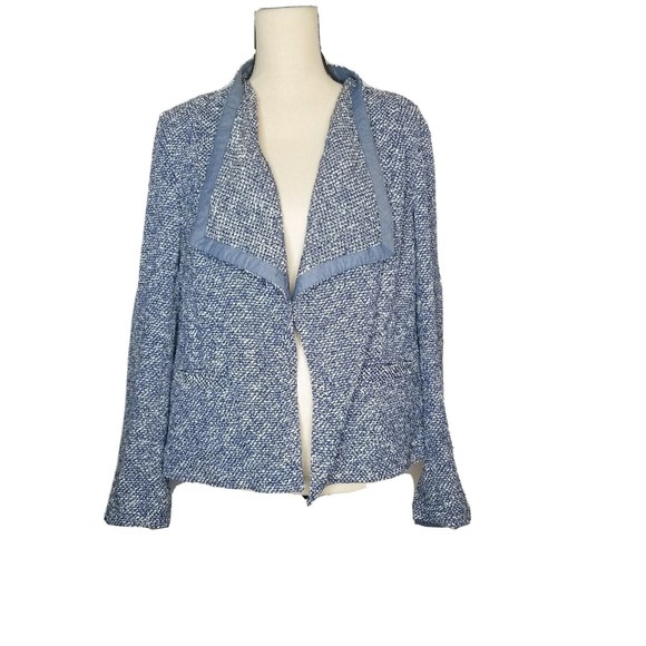 TALBOTS  Women's BLUE & WHITE TWEED JACKET Size Large - Picture 1 of 12